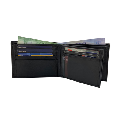 Mens Genuine Leather Mens wallet Leather Lined Bi fold Wallet For Men # 1406C EL