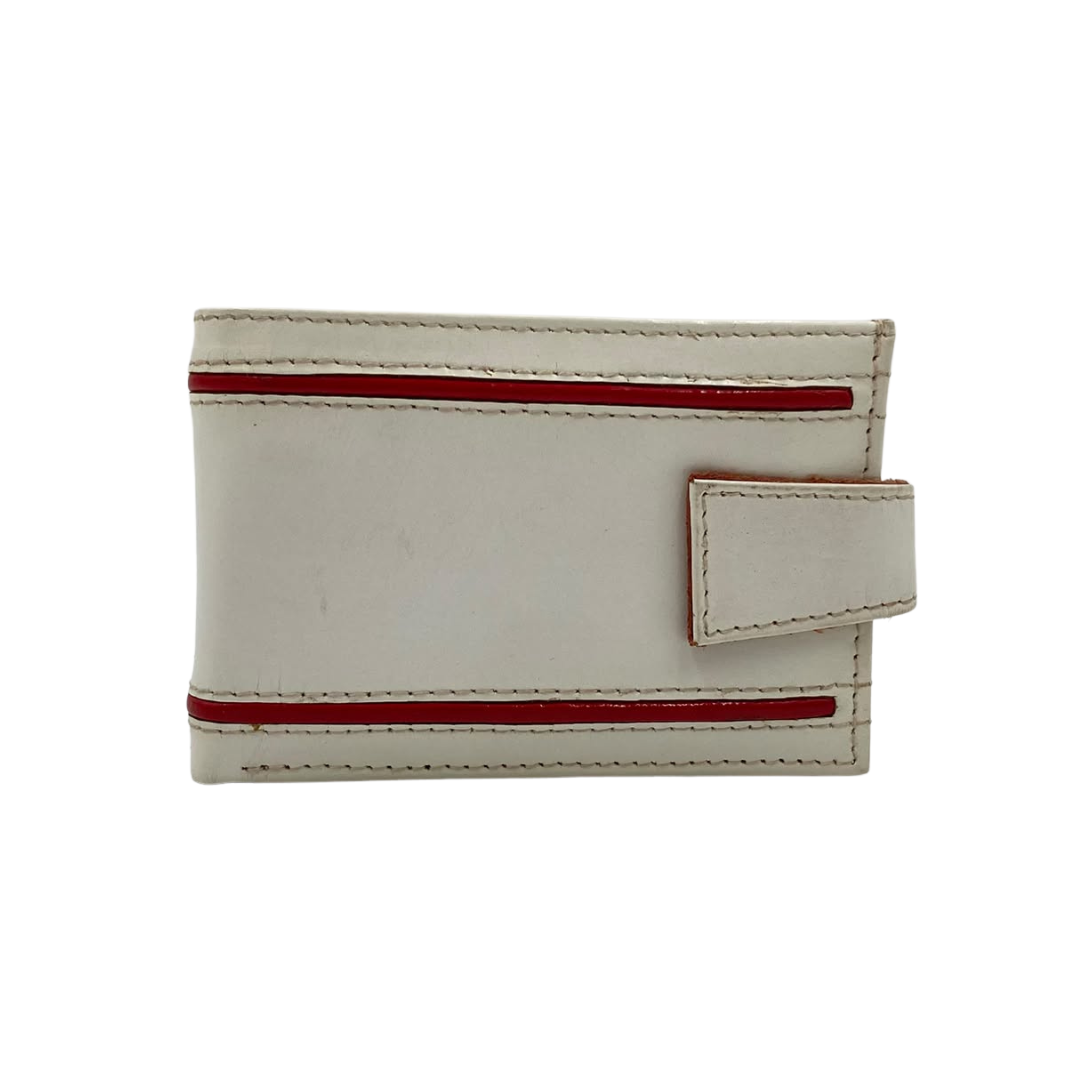 Men's Waterproof Bifold Leather Wallet with ID Window & Card Slots (White & Red Edition) #1020AL [D.L.]