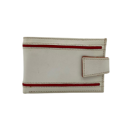 Men's Waterproof Bifold Leather Wallet with ID Window & Card Slots (White & Red Edition) #1020AL [D.L.]