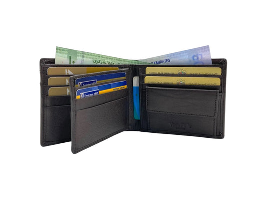 VacaPelle 10-12 Card & Coins Billfold Genuine Leather Wallet # 4094NC