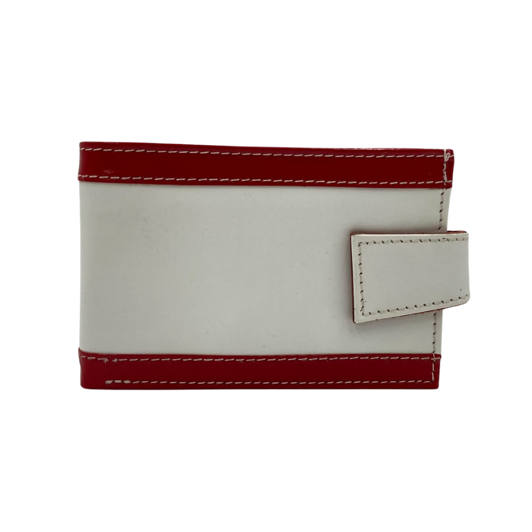 Men's Waterproof Bifold Leather Wallet with ID Window & Card Slots (White & Red Edition) #1020AL [PATTI]