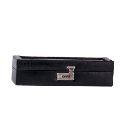 6 Slot Genuine Leather Premium Watch Box Glass Top