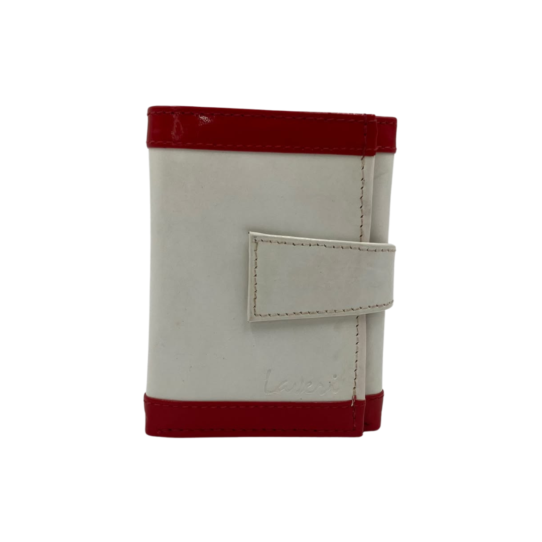 Men's Waterproof Bifold Leather Wallet with ID Window & Card Slots (White & Red Edition) #1125 [PATTI]