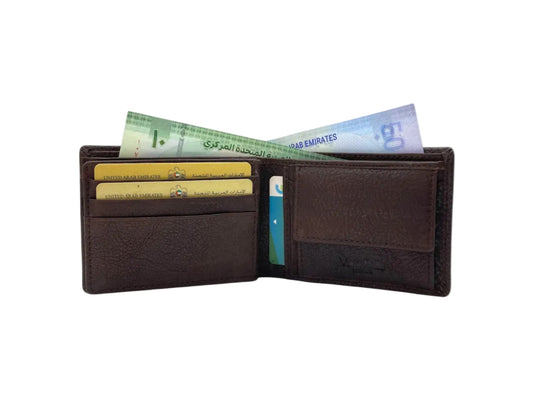 VacaPelle 8-10 Card & Coins Billfold Genuine Leather Wallet # 1074C
