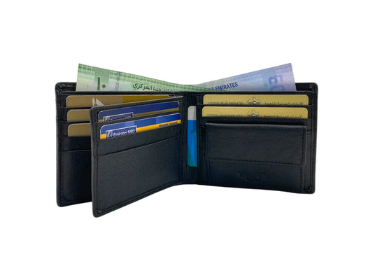 VacaPelle 10-12 Card & Coins Billfold Genuine Leather Wallet # 4094NC