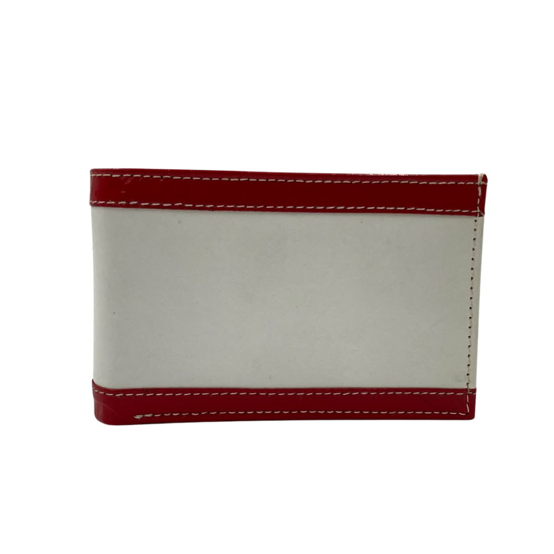 Men's Waterproof Bifold Leather Wallet with ID Window & Card Slots (White & Red Edition) #1020B [PATTI]