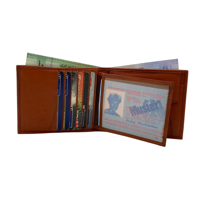 Mens Genuine Leather Mens wallet Leather Lined Bi fold Wallet For Men # 797FC
