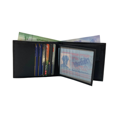 Mens Genuine Leather Mens wallet Leather Lined Bi fold Wallet For Men # 797FC