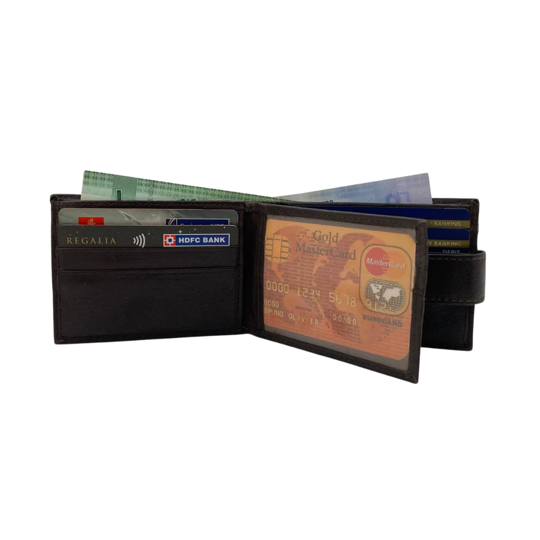 Mens Genuine Leather Mens wallet Leather Lined Bi fold Wallet For Men # 1020L