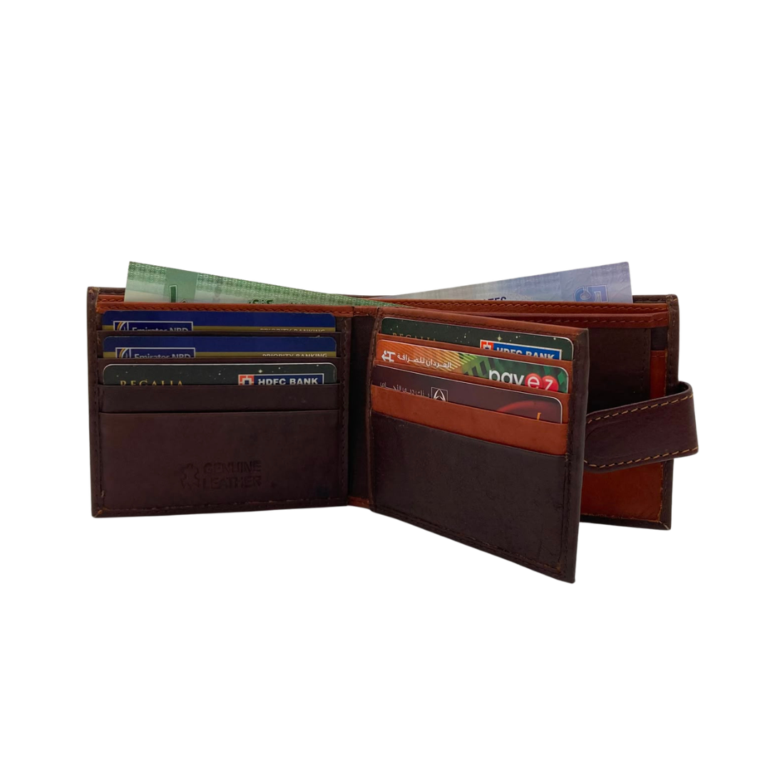 Mens Genuine Leather Mens wallet Leather Lined Bi fold Wallet For Men # 1005CL