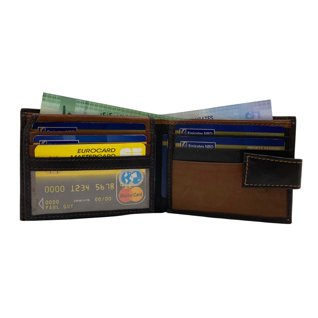 Mens Genuine Leather Mens wallet Leather Lined Bi fold Wallet For Men # 1981L