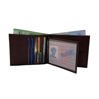 Mens Genuine Leather Mens wallet Leather Lined Bi fold Wallet For Men # 797FC