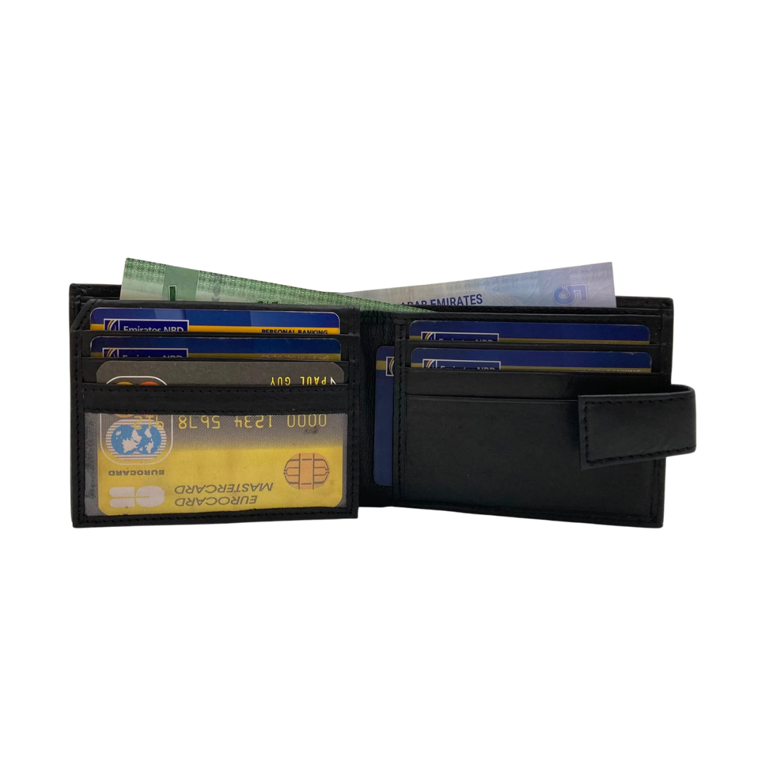 Mens Genuine Leather Mens wallet Leather Lined Bi fold Wallet For Men # 1981L