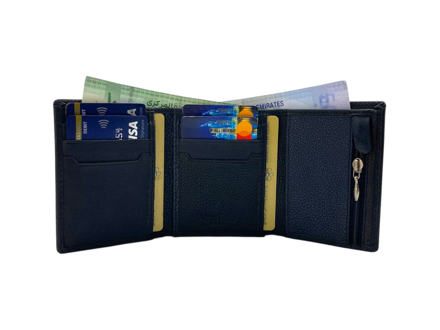 VacaPelle 8-10 Cards Trifold Genuine Leather Wallet # 4699