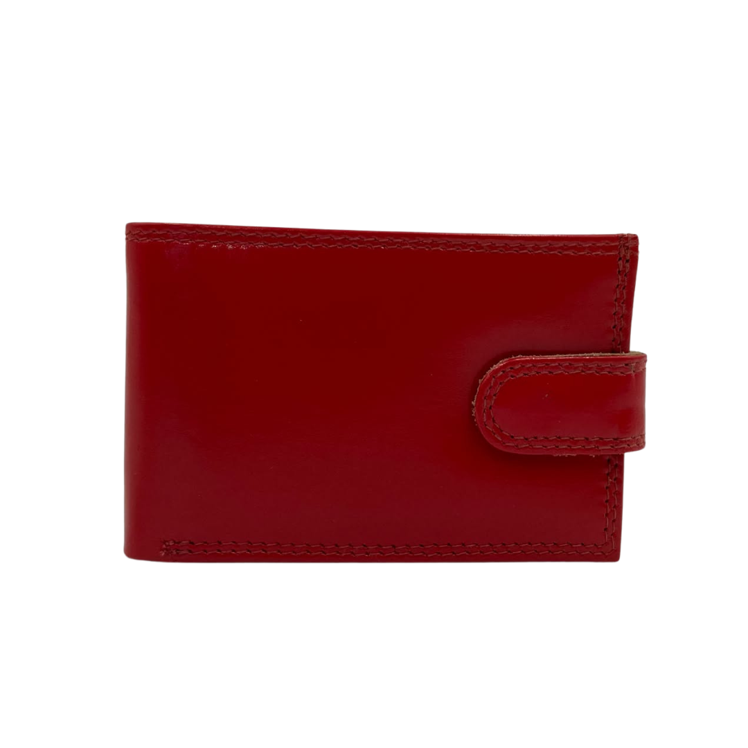 Men's Waterproof Bifold Leather Wallet with ID Window & Card Slots (White & Red Edition) #1020CL [PLAIN]
