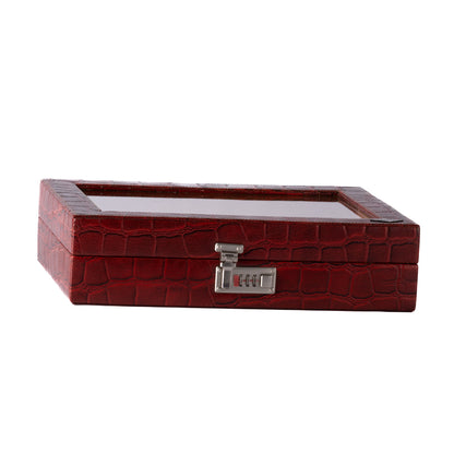 18 Slot Genuine Leather Premium Watch Box Glass Top