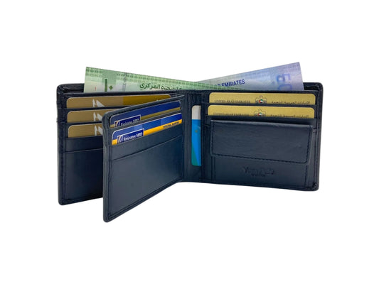 VacaPelle 10-12 Card & Coins Billfold Genuine Leather Wallet # 4094NC