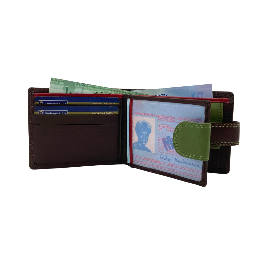 Mens Genuine Leather Mens wallet Leather Lined Bi fold Wallet For Men # 1350CBL