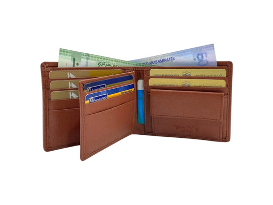 VacaPelle 10-12 Card & Coins Billfold Genuine Leather Wallet # 4094NC