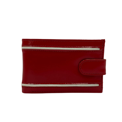 Men's Waterproof Bifold Leather Wallet with ID Window & Card Slots (White & Red Edition) #1020CL [D.L.]
