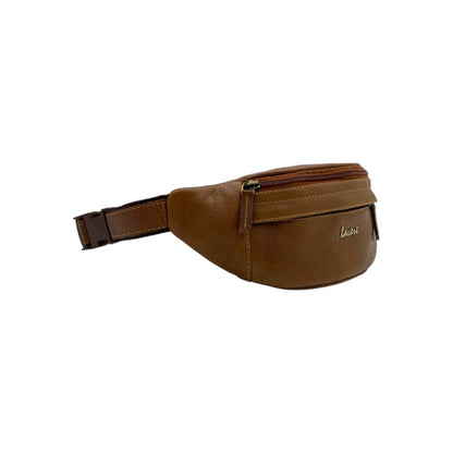 Classic Leather Belt Bag with Three Zippers – Sling Bag for Men & Women ,Belt pouch, Leather Waist Bag  # 2179