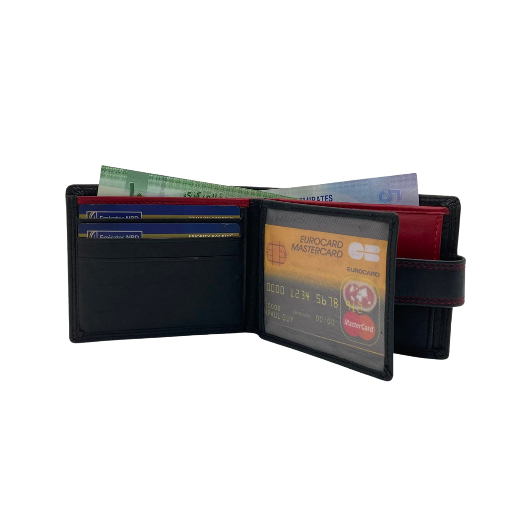 Mens Genuine Leather Mens wallet Leather Lined Bi fold Wallet For Men # 1350BL