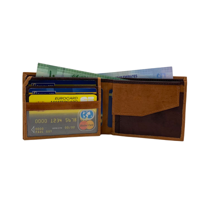 Mens Genuine Leather Mens wallet Leather Lined Bi fold Wallet For Men # 1981C