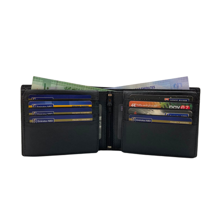 Mens Genuine Leather Mens wallet Leather Lined Bi fold Wallet For Men # 1244