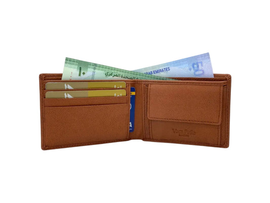 VacaPelle 4-6 Card & Coins Billfold Genuine Leather Wallet # 1727C