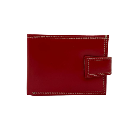 Men's Waterproof Bifold Leather Wallet with ID Window & Card Slots (White & Red Edition) #1729A [PLAIN]