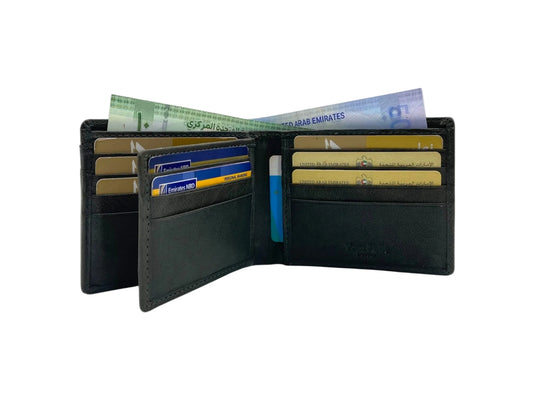 VacaPelle 12-14 Card Billfold Genuine Leather Wallet # 4094N