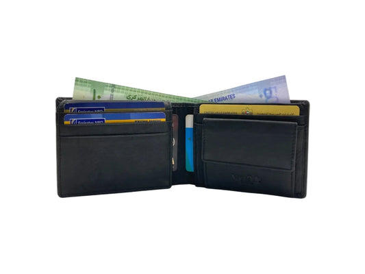 VacaPelle 8-10 Card & Coins Billfold Genuine Leather Wallet # 1347C