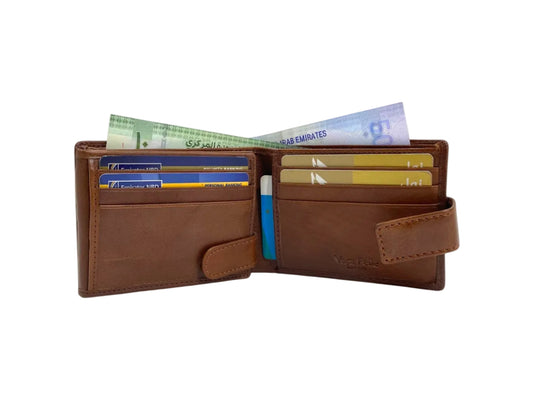 VacaPelle 14-16 Card & Zip-Coins Billfold Genuine Leather Wallet # 1426L