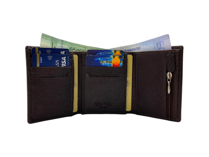 VacaPelle 8-10 Cards Trifold Genuine Leather Wallet # 4699