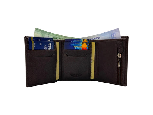 VacaPelle 8-10 Cards Trifold Genuine Leather Wallet # 4699