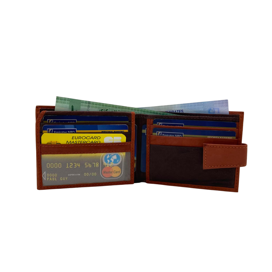 Mens Genuine Leather Mens wallet Leather Lined Bi fold Wallet For Men # 1981L