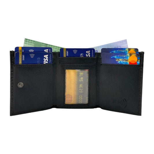 RFID Compact Trifold Cards & Cash Wallet #  1891 Button