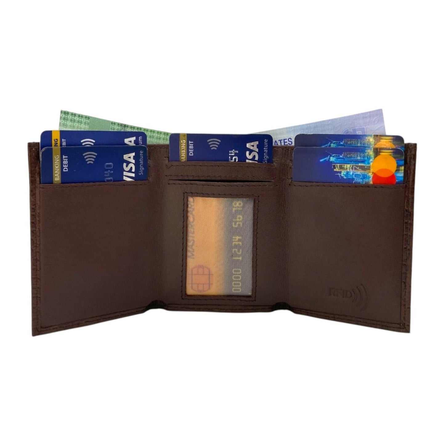 RFID Compact Trifold Cards & Cash Wallet #  1891 Elastic