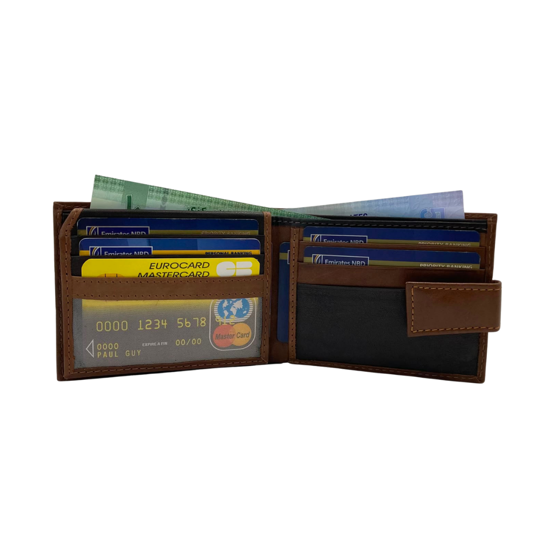 Mens Genuine Leather Mens wallet Leather Lined Bi fold Wallet For Men # 1981L