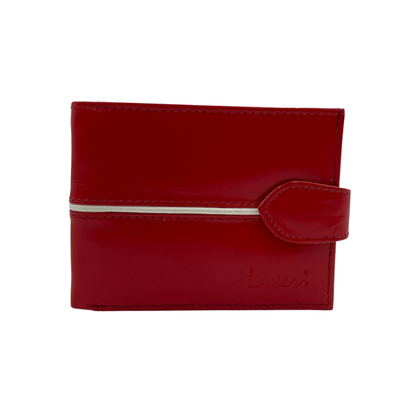 Men's Waterproof Bifold Leather Wallet with ID Window & Card Slots (White & Red Edition) #892AL [C.L.]