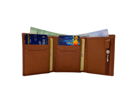 VacaPelle 8-10 Cards Trifold Genuine Leather Wallet # 4699