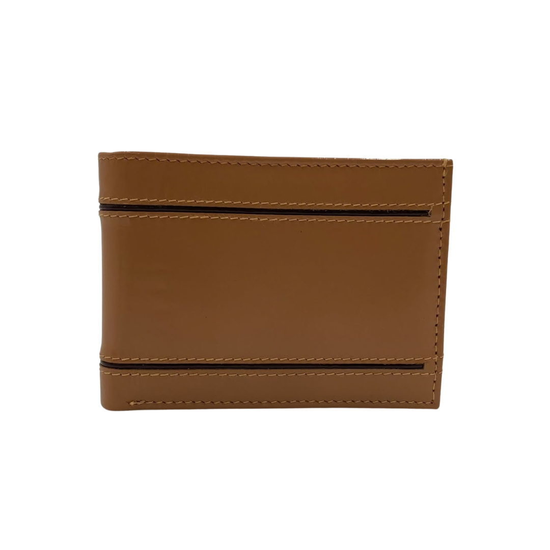 Classic Men's Waterproof Bifold Leather Wallet with Flip ID Window #1728 (D.L.)
