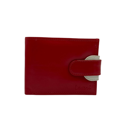 Men's Waterproof Bifold Leather Wallet with ID Window & Card Slots (White & Red Edition) #1887CL [PLAIN]