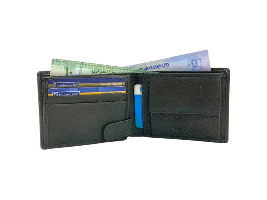 VacaPelle 10-12 Card & Zip-Coins Billfold Genuine Leather Wallet # 1426C