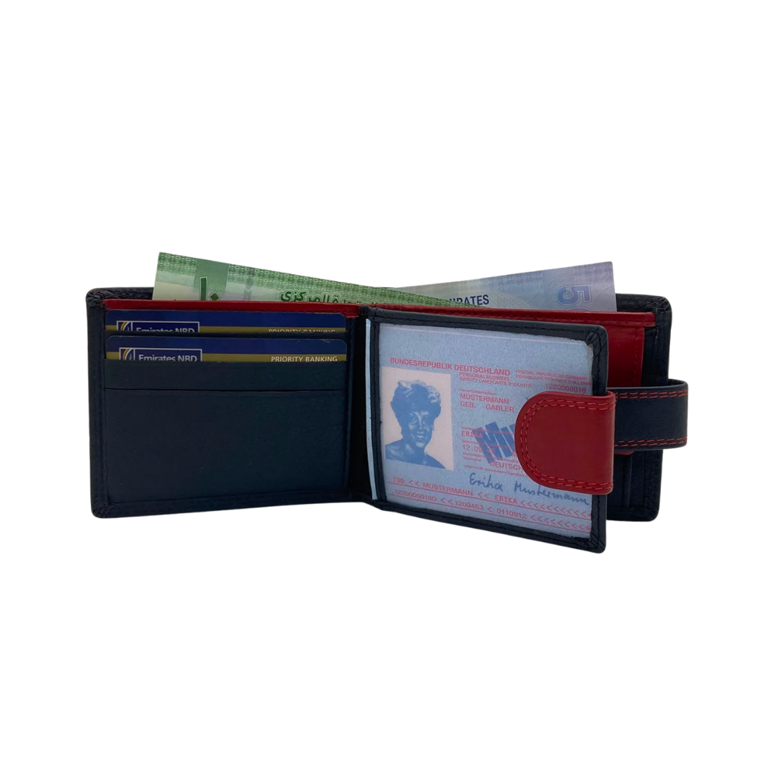Mens Genuine Leather Mens wallet Leather Lined Bi fold Wallet For Men # 1350CBL