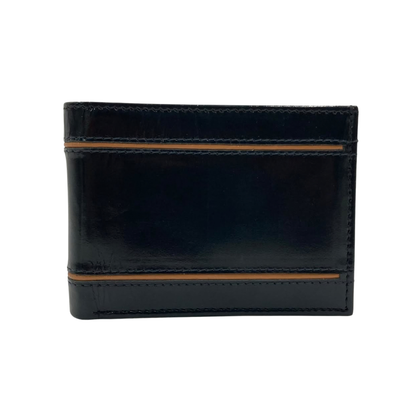 Classic Men's Waterproof Bifold Leather Wallet with Flip ID Window #1728 (D.L.)