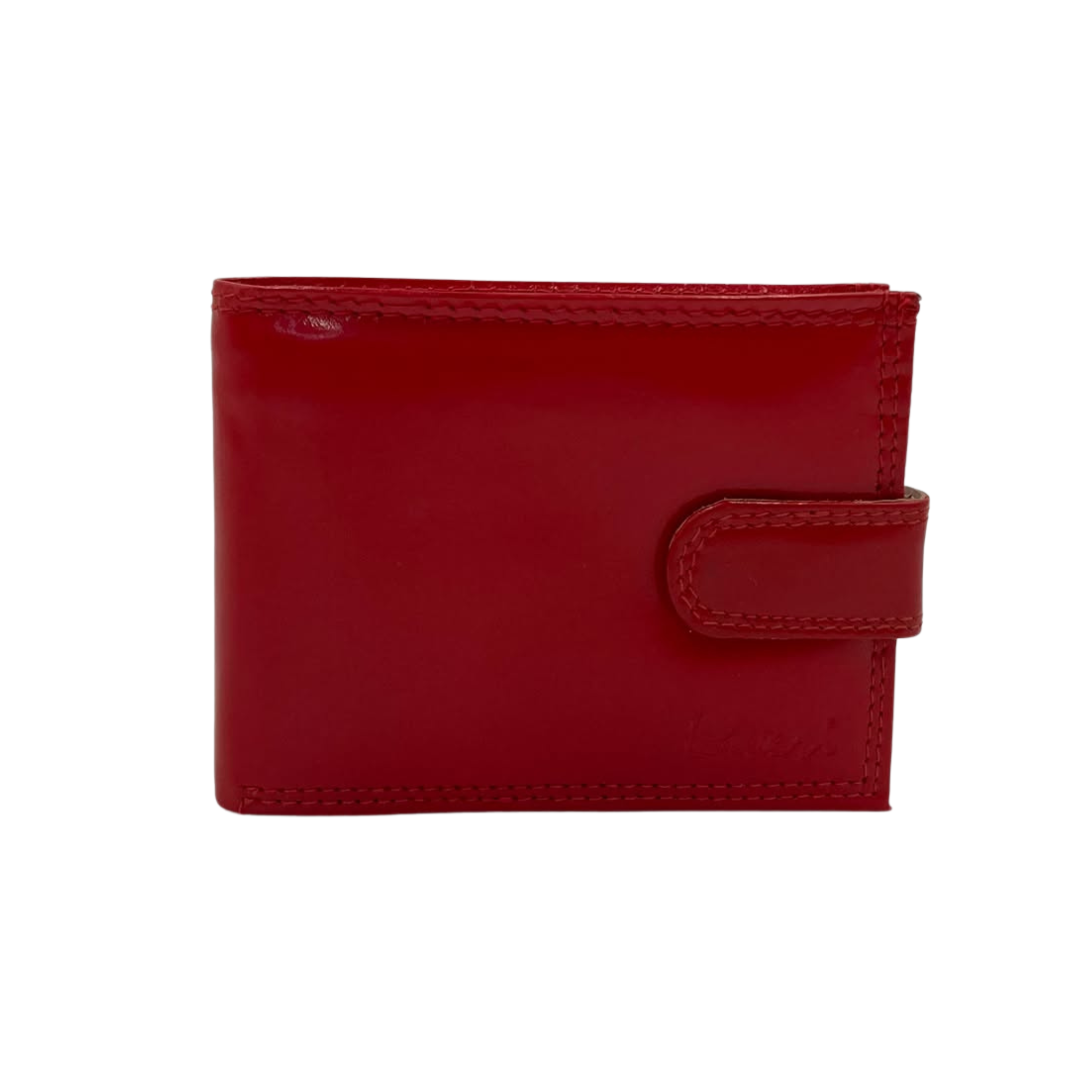 Men's Waterproof Bifold Leather Wallet with ID Window & Card Slots (White & Red Edition) #983CL [plain]
