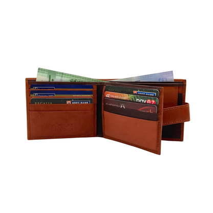 Mens Genuine Leather Mens wallet Leather Lined Bi fold Wallet For Men # 1005CL