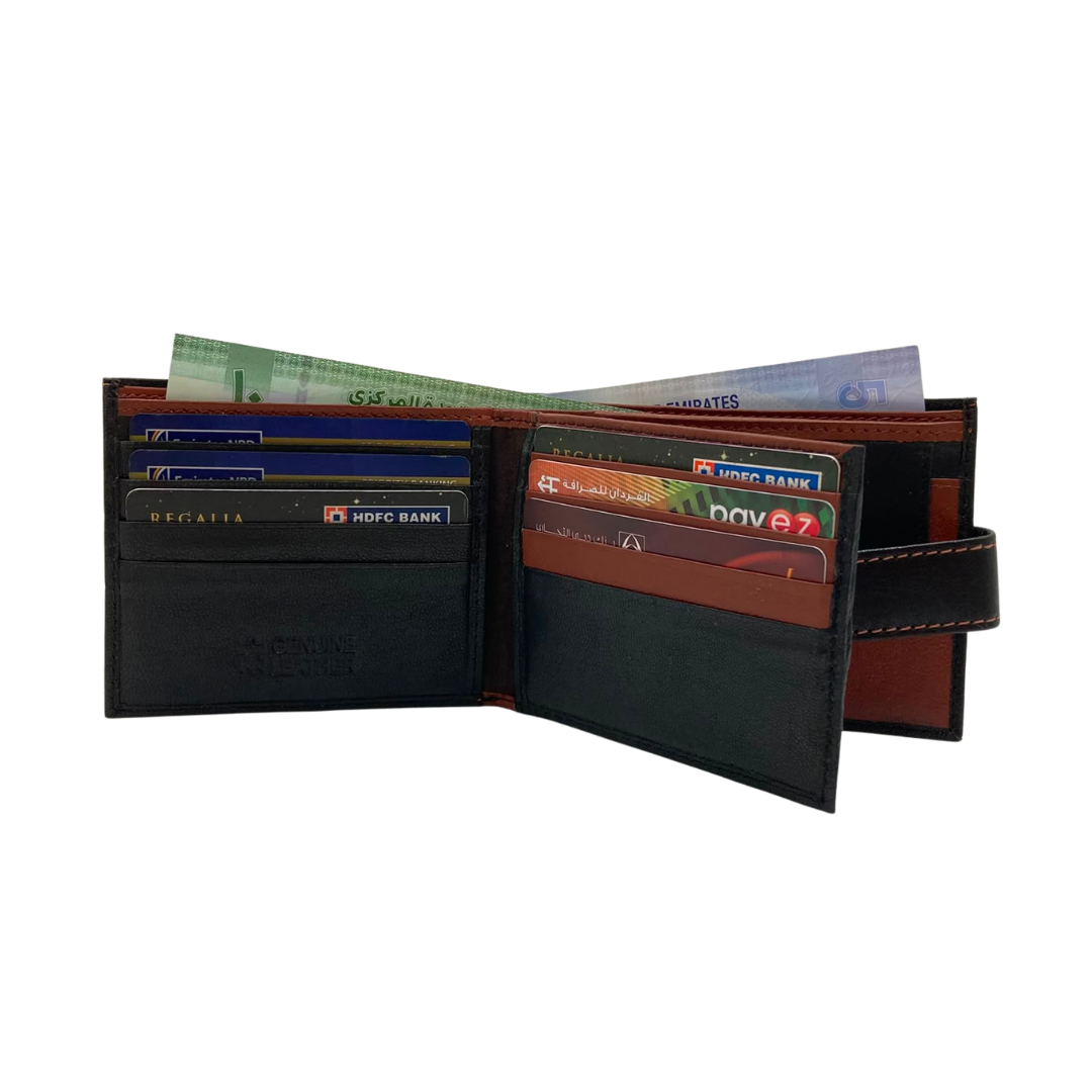 Mens Genuine Leather Mens wallet Leather Lined Bi fold Wallet For Men # 1005CL