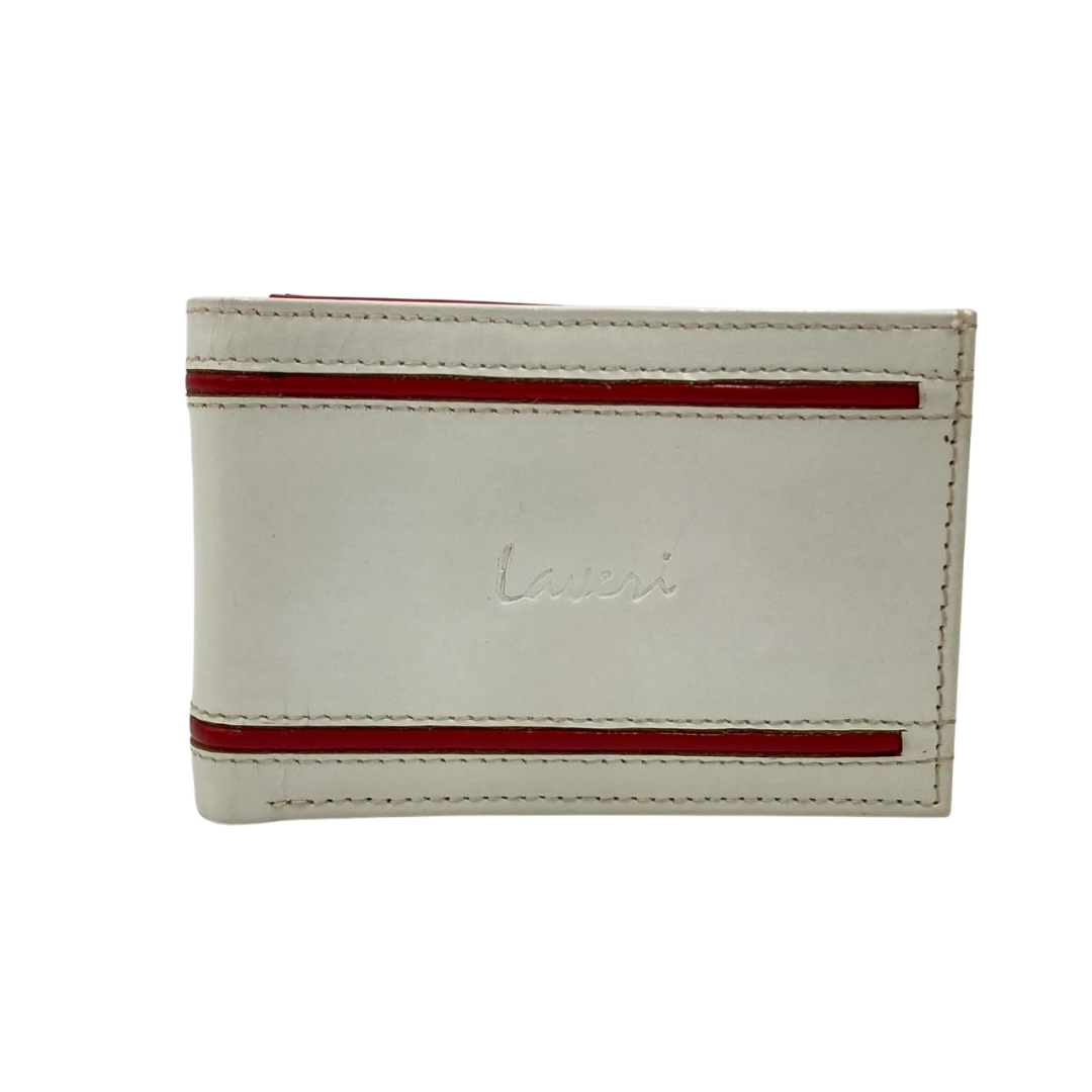Men's Waterproof Bifold Leather Wallet with ID Window & Card Slots (White & Red Edition) #1020B [D.L.]